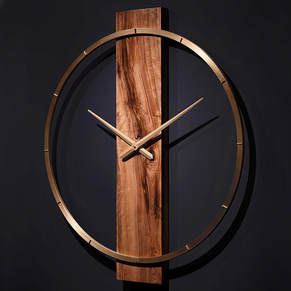 Alvar Wanduhr 80 cm – Walnussholz & Metall | Edle Designeruhr in Gold, Schwarz oder Chrom von RH Clocks