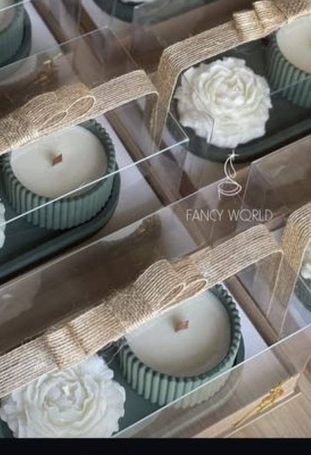 Kandelberg Geschenkset „Blüten & Flamme mit Unterteller“ – 3-teilig