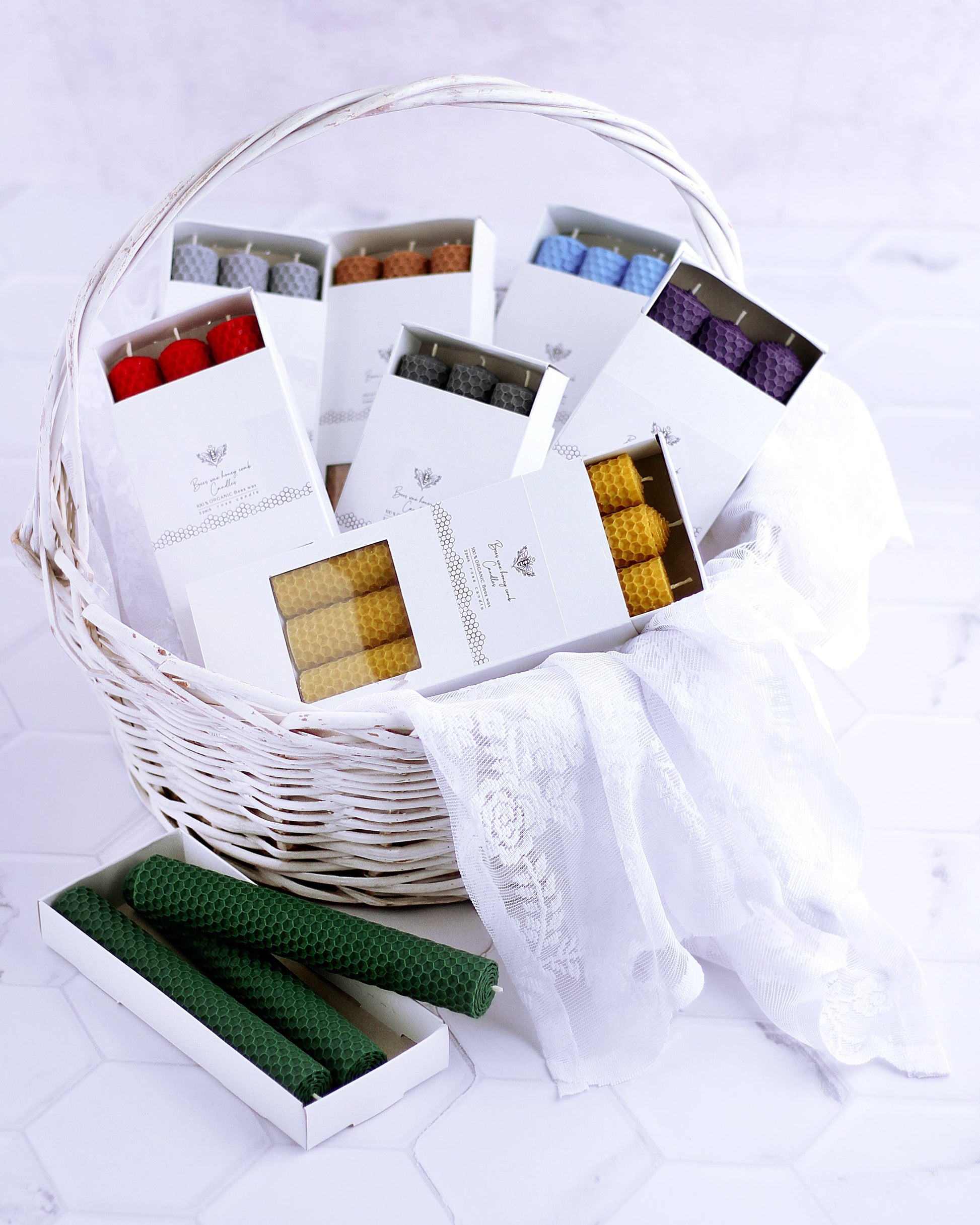 Kandelberg 3er-Set Bienenwachskerzen – Handgerollt