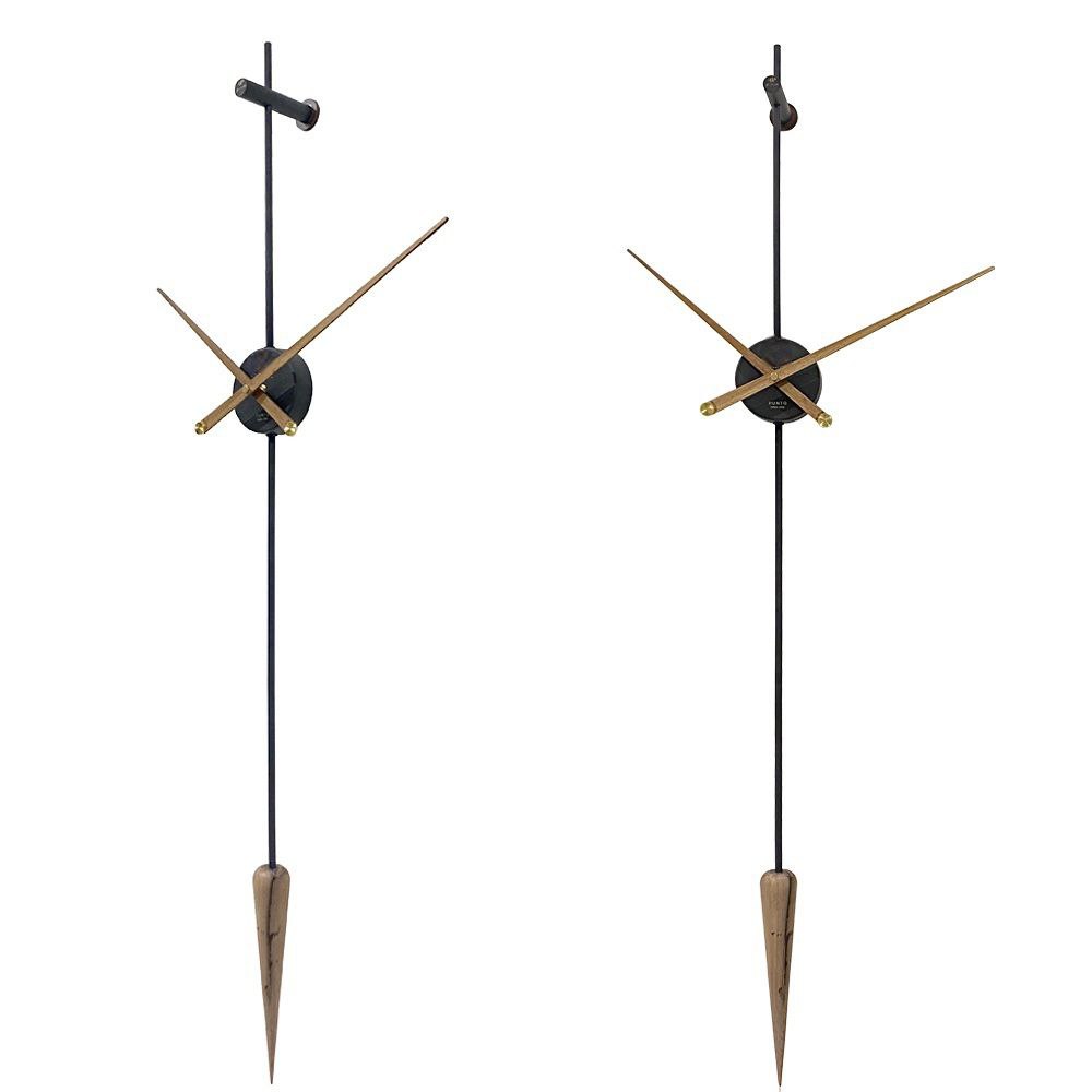 Punto Wanduhr 110 cm – Antikgold, Metallic Gold, Chrom & Black Carbon | Vertikale Designuhr aus Metall, Holz & Kupfer von RH Clocks