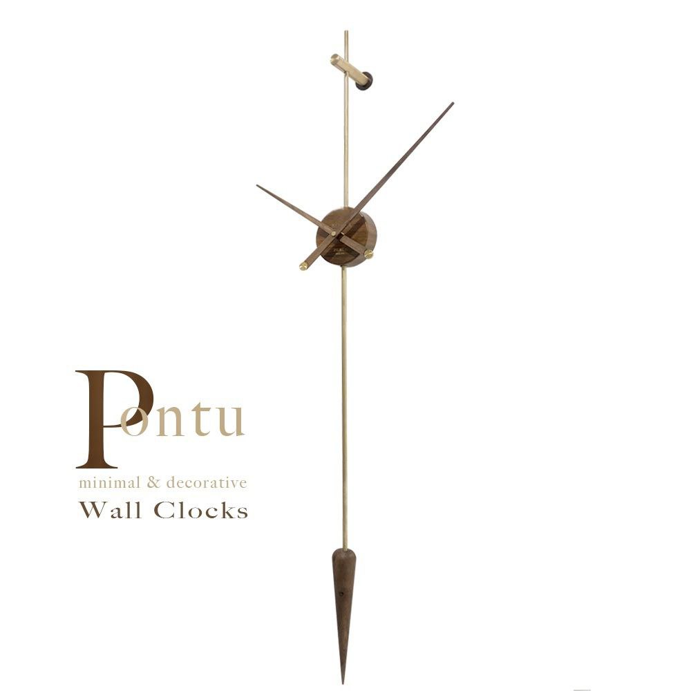 Punto Wanduhr 110 cm – Antikgold, Metallic Gold, Chrom & Black Carbon | Vertikale Designuhr aus Metall, Holz & Kupfer von RH Clocks