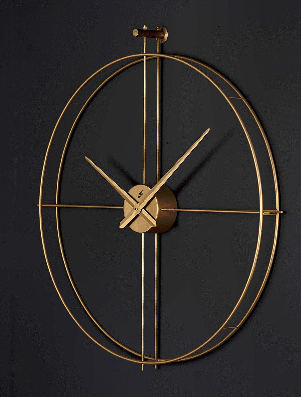 Zeus Plus Wanduhr 80 cm – Antikgold, Schwarz & Chrom | Runde Designer-Metalluhr von RH Clocks