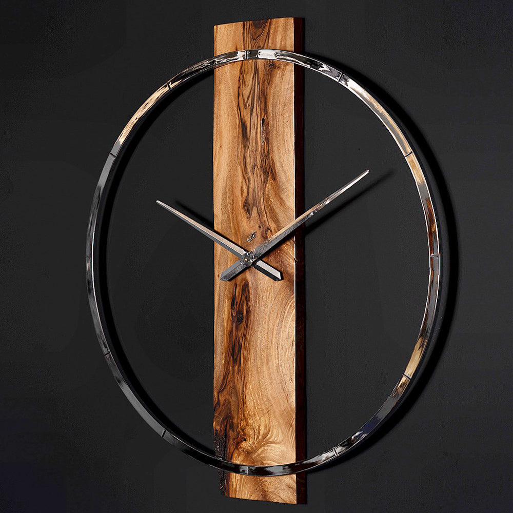 Alvar Wanduhr 80 cm – Walnussholz & Metall | Edle Designeruhr in Gold, Schwarz oder Chrom von RH Clocks