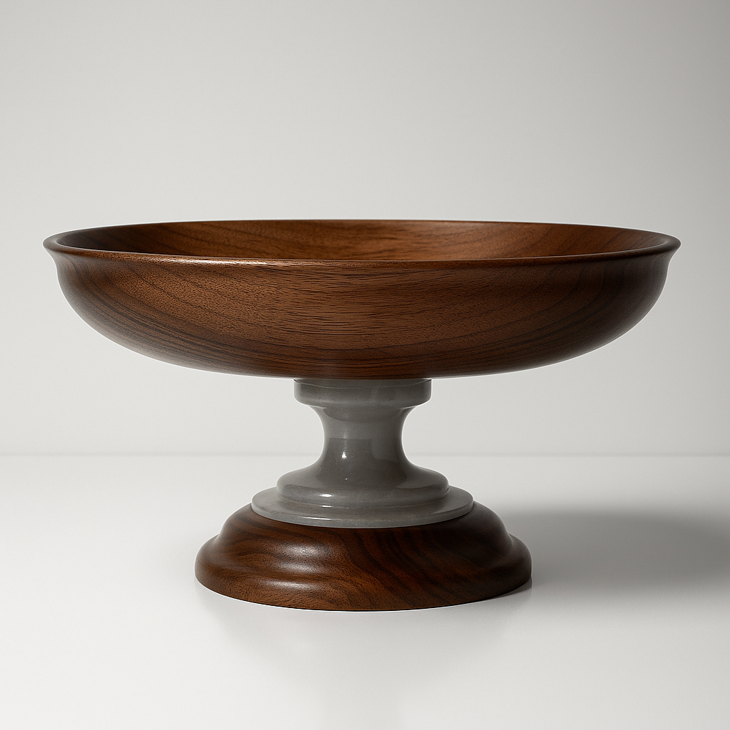 Woodenberg „Nobile“ – Etagere aus Walnussholz mit Marmorsockel