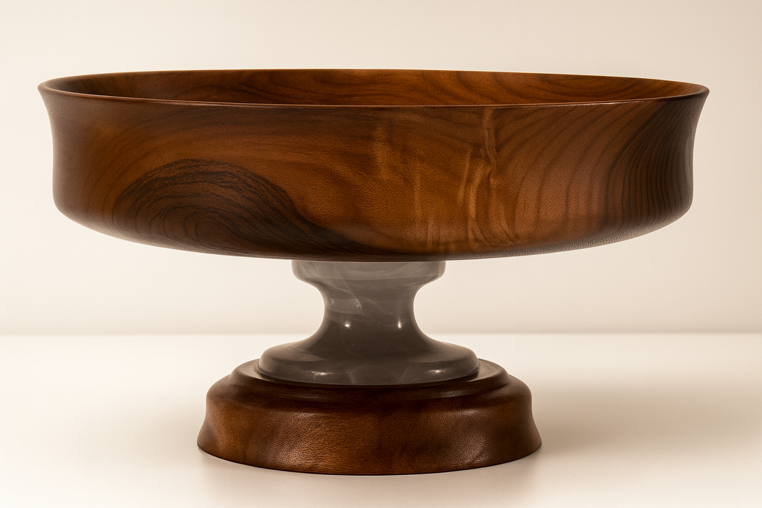 Woodenberg „Nobile“ – Etagere aus Walnussholz mit Marmorsockel