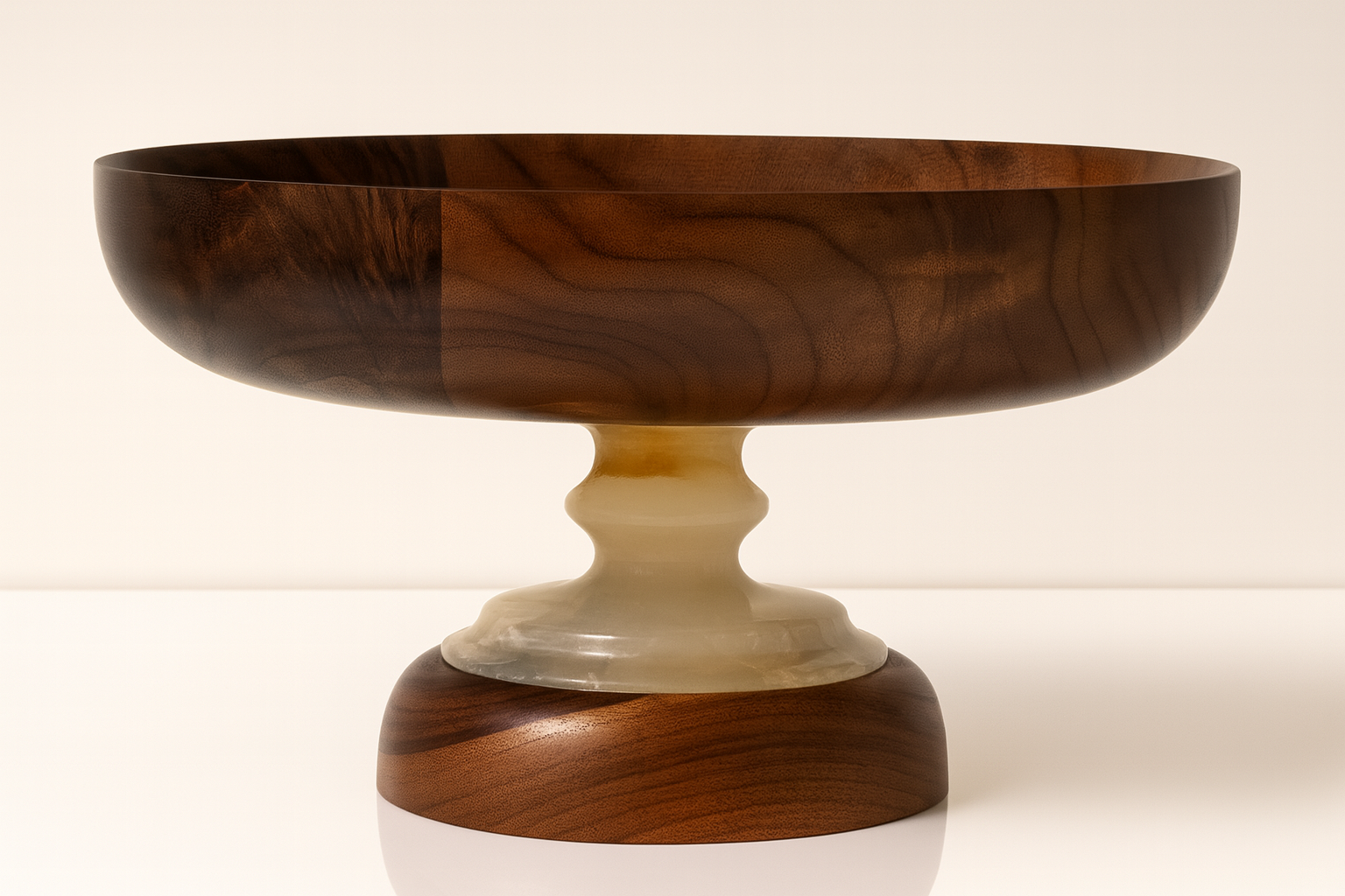 Woodenberg „Nobile“ – Etagere aus Walnussholz mit Marmorsockel