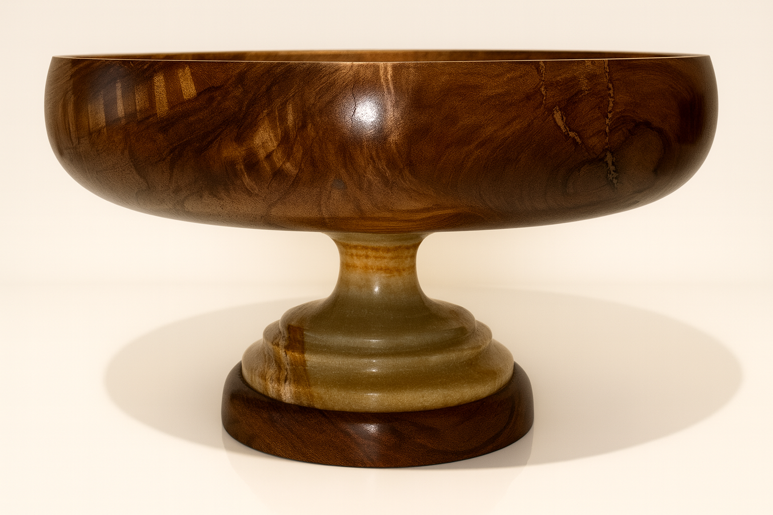 Woodenberg „Nobile“ – Etagere aus Walnussholz mit Marmorsockel