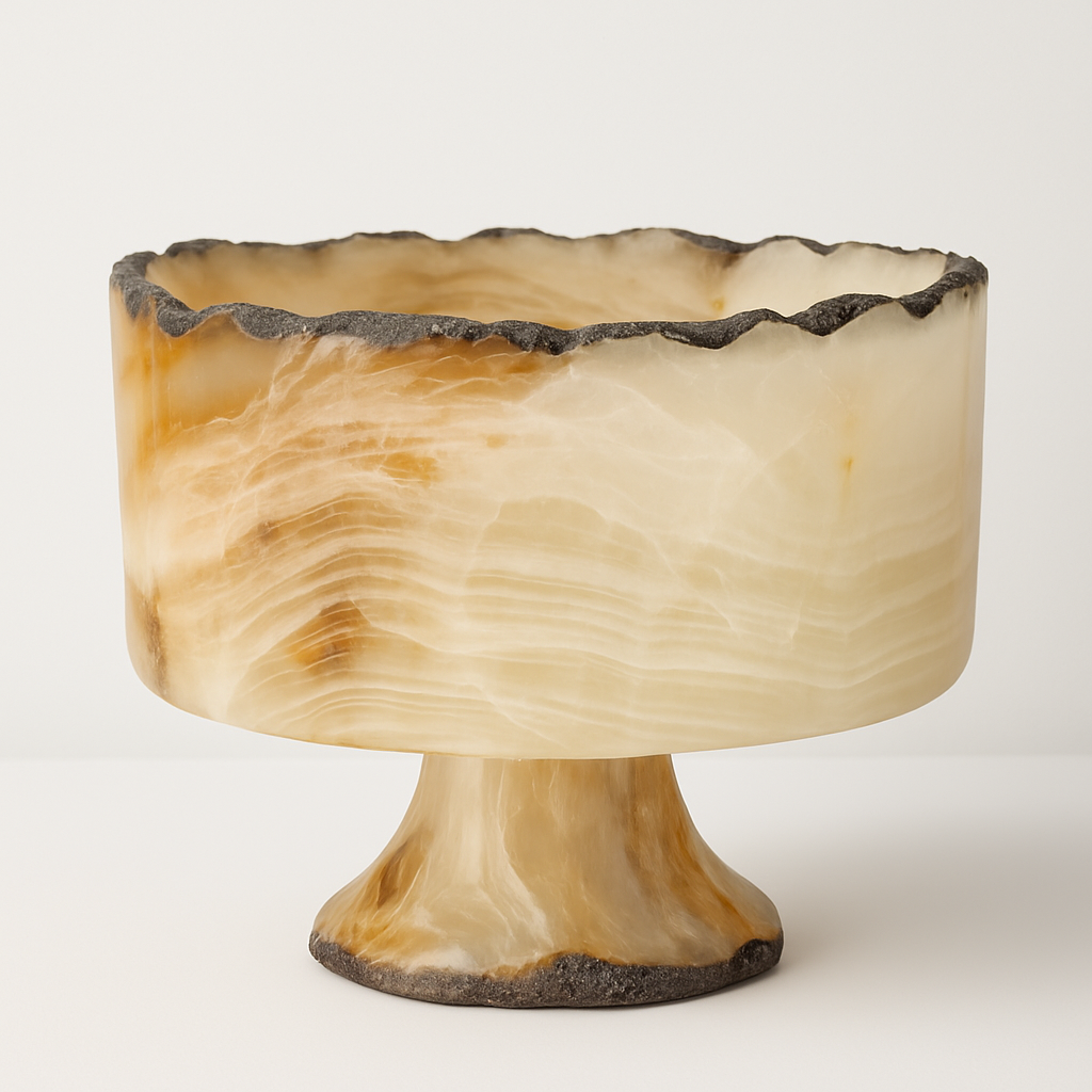 Aschenberg Naturstein-Pokal „Grandezza“ – Handgefertigte Schale auf Fuß aus Onyx-Marmor