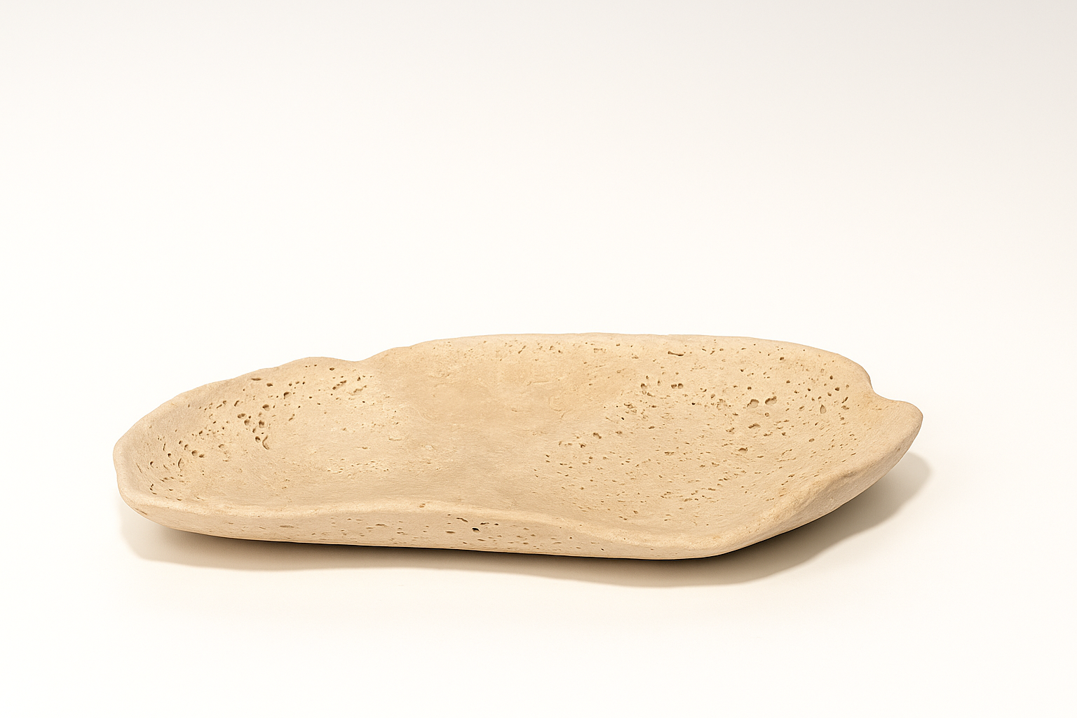 Aschenberg Steinschale „Flachform“ – Travertin, handgefertigt