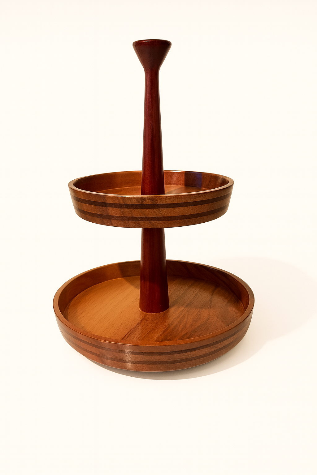Woodenberg Etagere „Rendo“ – zweistöckig mit Streifenmuster
