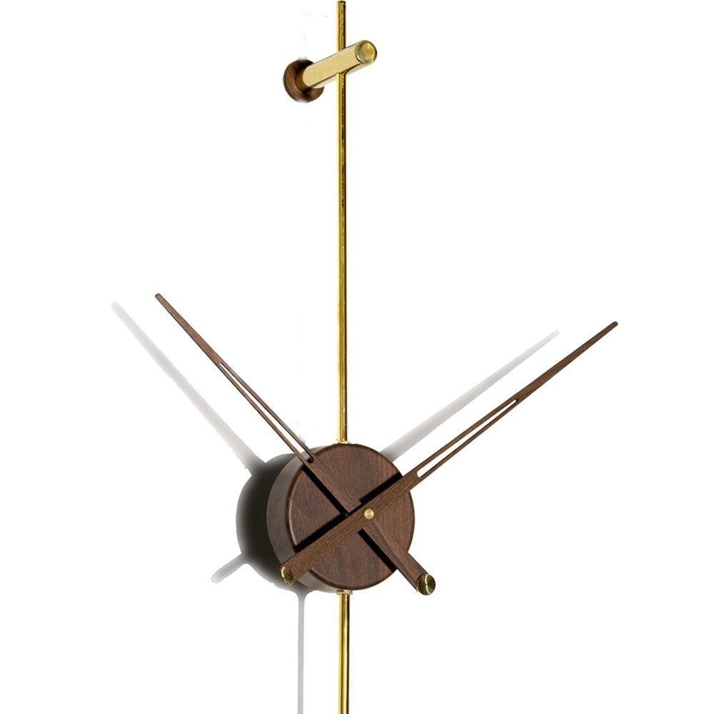 Punto Wanduhr 110 cm – Antikgold, Metallic Gold, Chrom & Black Carbon | Vertikale Designuhr aus Metall, Holz & Kupfer von RH Clocks