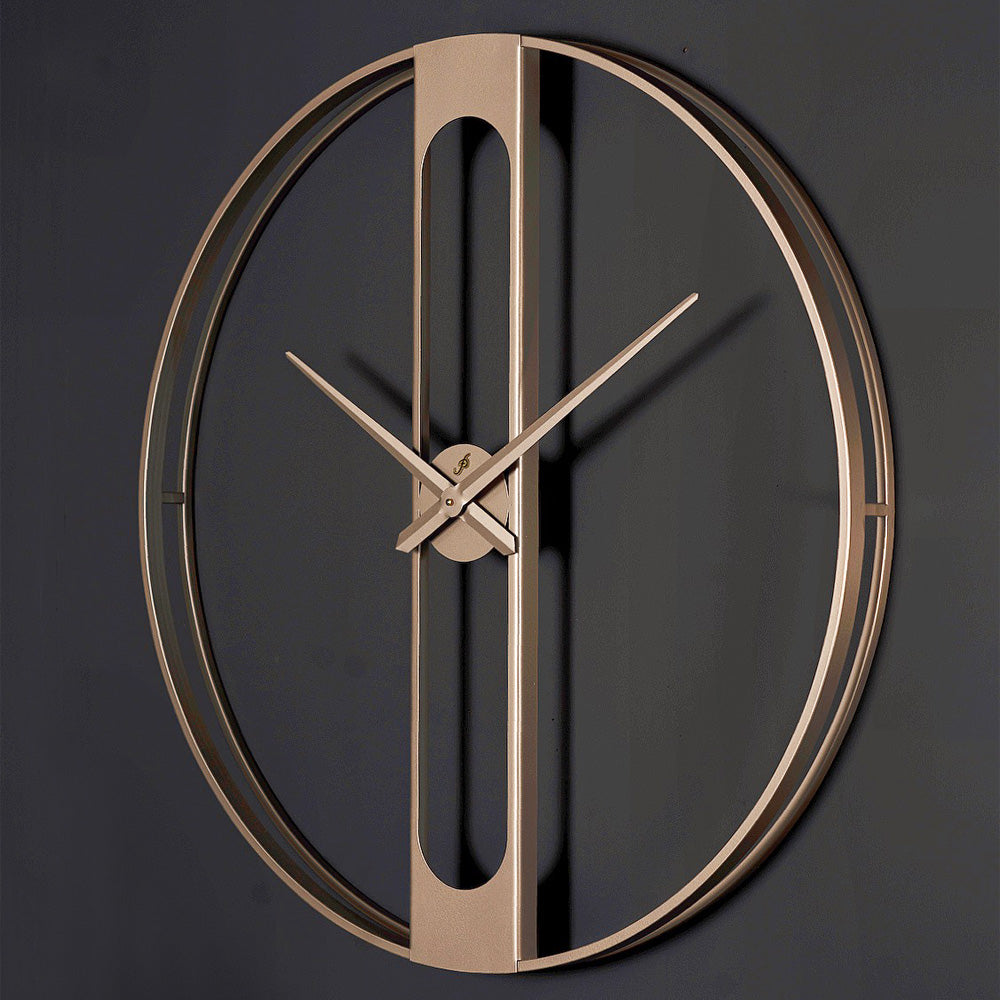Venus Wanduhr 80 cm – Black Carbon & Beige | Runde Designeruhr aus Metall von RH Clocks