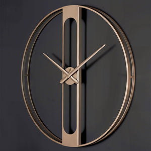 Venus Wanduhr 80 cm – Black Carbon & Beige | Runde Designeruhr aus Metall von RH Clocks