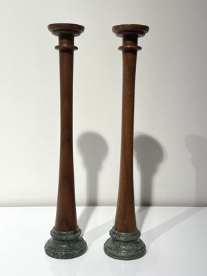 Woodenberg Kerzenhalter „Solea“ aus Walnussholz & grünem Naturstein