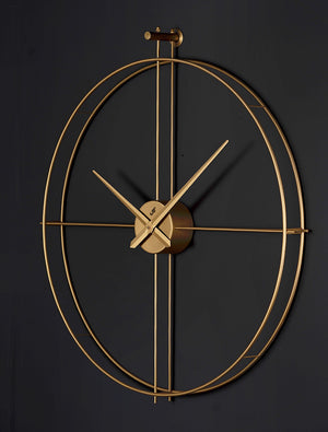 Zeus Plus Wanduhr 80 cm – Antikgold, Schwarz & Chrom | Runde Designer-Metalluhr von RH Clocks
