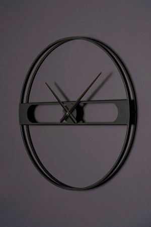 Seitenansicht – Wanduhr 80 cm – Venus - Schwarz Carbon