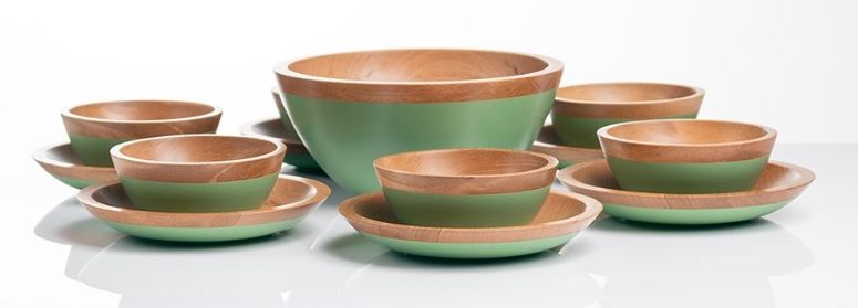 Woodenberg „GreenLine“ – Holzteller & Schalen-Set mit farbigem Finish