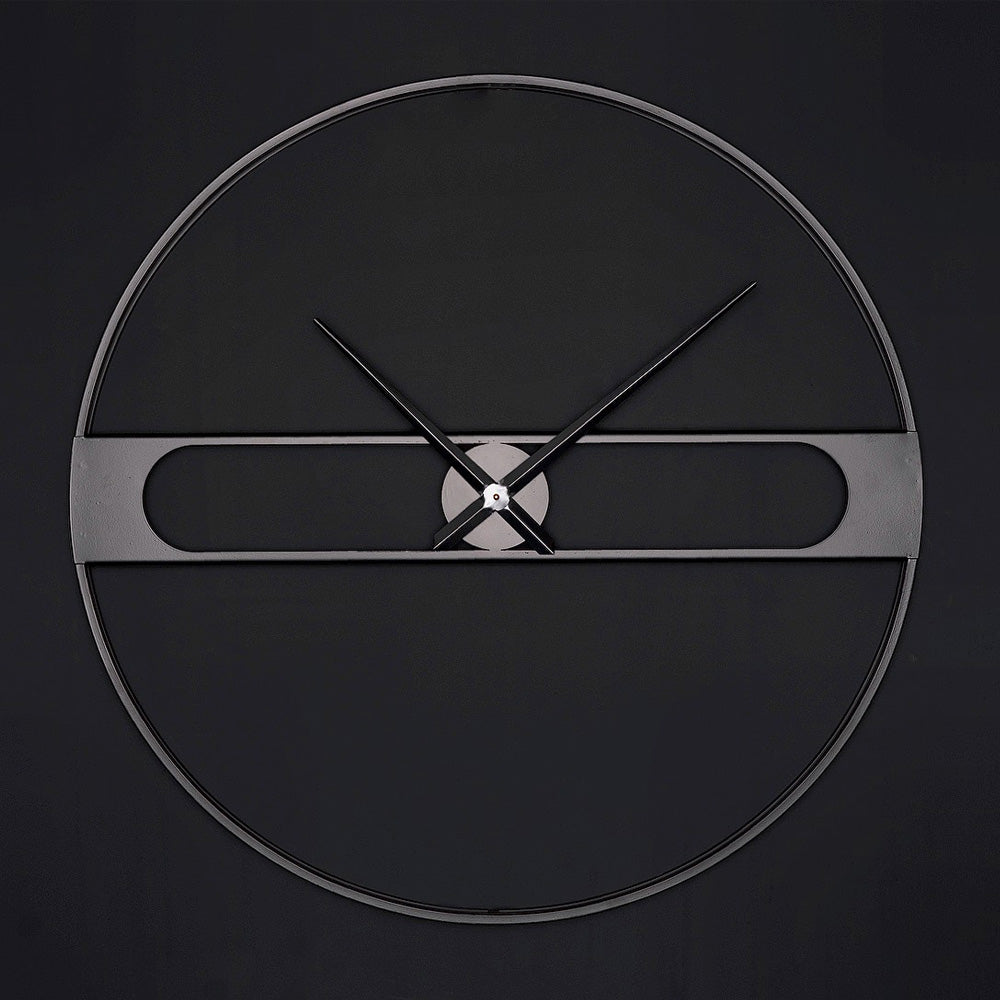 Venus Wanduhr 80 cm – Black Carbon & Beige | Runde Designeruhr aus Metall von RH Clocks